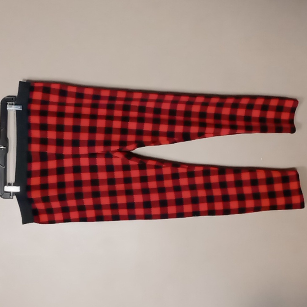 Climate Right by Cuddle Duds Black/Red Plaid Fleece Pajama Pants XXL